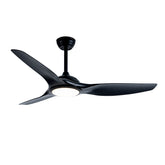 52 Inch ABS Blades Ceiling Fan With Light Kit ( LED Light Source),DC 6 Speed ,Remote Control,Adjustable Height Ceiling Fan for Patio Living Room, Bedroom, Office,Indoor.(( Matte Black)