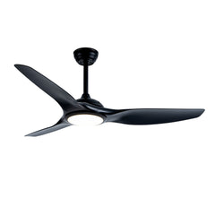52 Inch ABS Blades Ceiling Fan With Light Kit ( LED Light Source),DC 6 Speed ,Remote Control,Adjustable Height Ceiling Fan for Patio Living Room, Bedroom, Office,Indoor.(( Matte Black)