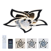 5 PCS Blades Ceiling Fan with Lights Remote Control, 24" Black, 6 Speeds 3 Light Color Low Profile Flush Mount Ceiling Fan for Kitchen Bedroom