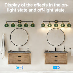 5-Light Bathroom Light Fixtures((Does Not Include Light Bulbs), Modern Vanity Lights with Glass Shade, Vintage Light Fixture Bathroom Over Mirror Wall Lights for Kitchen Dinning Room Bedro--Black+GOLD