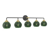 5-Light Bathroom Light Fixtures((Does Not Include Light Bulbs), Modern Vanity Lights with Glass Shade, Vintage Light Fixture Bathroom Over Mirror Wall Lights for Kitchen Dinning Room Bedro--Black+GOLD