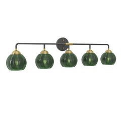 5-Light Bathroom Light Fixtures((Does Not Include Light Bulbs), Modern Vanity Lights with Glass Shade, Vintage Light Fixture Bathroom Over Mirror Wall Lights for Kitchen Dinning Room Bedro--Black+GOLD