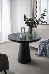 36x36x30" Black Round Dining Table with Pedestal Base