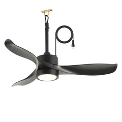 42" Outdoor Ceiling Fan with LED Light ,Remote Control,Quiet DC Motor 6 Speed Levels,Adjust Height( 3 PCS Rod) Reversible Ceiling Fan, for Outdoor Use .(Matte Black)