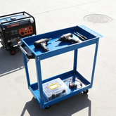 Tool Cart on Wheels, Heavy Duty Steel Utility Cart w/Lockable Wheels, 400 LBS Capacity Industrial Service Cart for Garage, Warehouse, Workshop (Two-layer Bright Blue)