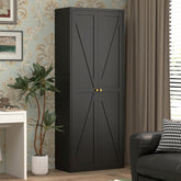 2 Doors Metal Storage Cabinet Kitchen Pantry Cabinet With Adjustable Shelves Tall Steel Cabinet Locker For Kitchen, Living Room, Dining Room And Office