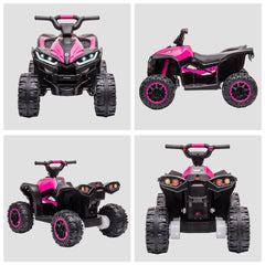 Aosom 12V Kids ATV Quad Car with Forward & Backward Function, Four Wheeler for Kids with Wear-Resistant Wheels, Music, Electric Ride-on ATV for Toddlers Ages 3-5 Years Old, Pink