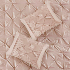 7 Piece Tufted Comforter Set Blush Queen