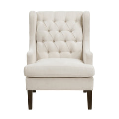 1pc Accent Chair Button-Tufted Beige Fabric Upholstery Foam Cushion Seat Living Room Furniture