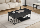 Coffee Table, 42" L, Cocktail, Lift-top, Rectangular, Storage, Living Room, Black Laminate, Black Metal, Contemporary, Modern
