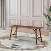 Versatile Solid Wood Molly Bench with Mid-Century Design in Walnut Brown 17.7'' H x 43.3'' W x 13'' D