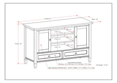 Warm Shaker 47 inch Wide Solid Wood TV Stand in Rustic Natural Aged Brown For TVs up to 50 inches