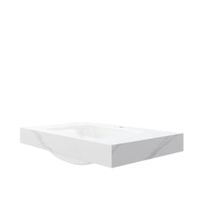 36" MURI Carrara White Sintered Stone Countertop and Undermount Ceramic Basin with One Standard Pre-drilled Faucet Hole, NO Cabinet, NO Faucet and Sink Cover