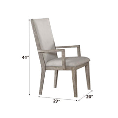 Rocky Fabric & Gray Oak Finish Arm Chair (Set of 2)
