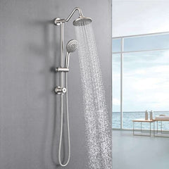 Brushed Nickel 6 Inch Rain Shower Head with Handheld Shower Head Bathroom Rain Shower System