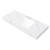 48" MURI Carrara White Sintered Stone Countertop and Undermount Ceramic Basin with Three Standard Pre-drilled Faucet Holes, NO Cabinet, NO Faucet and Sink Cover