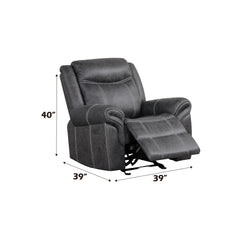 Zubaida Dark Gray Polish Microfiber Power Motion Glider Recliner