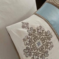 Jacquard 7 Piece Comforter Set Blue King