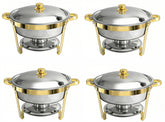Round Buffet Catering Dish For Home and Outdoor 4 Pcs/ Sets golden
