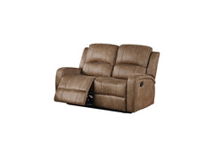 Manual Reclining Loveseat 1pc Chestnut Finish Horizontal And Light Vertical Tufting Padded Seat And Backrest Primary Room Furniture