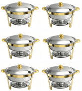 Round Buffet Catering Dish For Home and Outdoor 6 Pcs/ Sets golden