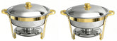 Round Buffet Catering Dish For Home and Outdoor 2 Pcs/ Sets golden