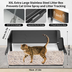STAINLESS STEEL CAT LITTER BOX BIG SIZE WITHOUT COVER