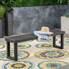 Outdoor Acacia Wood Dining Bench,Dark Grey
