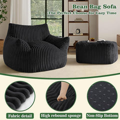 HZ55PMJT-HEISE Suede Sofa Chair with Ottoman - 5-Zone Support & Compact Boxed Delivery