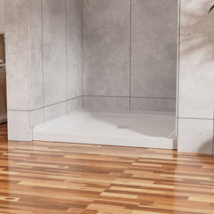 Goodyo 36"x36" Shower Pan 3.3" Height Single Threshold Shower Base in Slate White, Anti-slip Acrylic, Center Drain (no Drain Sets)