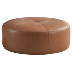 Rochelin Tan Leather Ottoman 36'' Floor Footrest Cushion