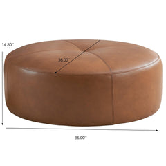 Rochelin Tan Leather Ottoman 36'' Floor Footrest Cushion