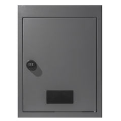 Through The Wall Drop Box, Heavy Duty Steel Through the Wall Mailbox with 2.8-7.9" 13" Combination Lock, 12.5x6.3x16.9" Mail Drop Box, Dark Gray
