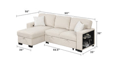 Pinto Modern Style Sectional Sofa Made with wood and Velvet Material in Beige (NJ Inventory)