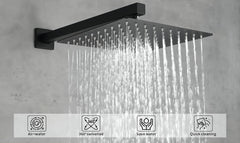 Male NPT Waterfall Tub and Shower Faucet Set, Suntisbo 10-Inch Matte Black Rain Shower System