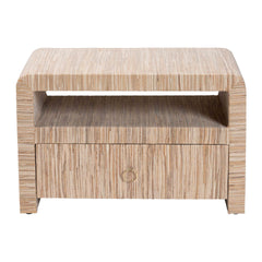 Bohemian Woven Grasscloth 1-Drawer Nightstand