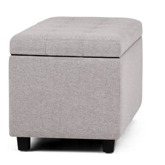 Cosmopolitan 34 inch Wide Storage Ottoman in Cloud Grey Linen-Look Fabric