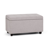 Cosmopolitan 34 inch Wide Storage Ottoman in Cloud Grey Linen-Look Fabric