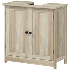 Bathroom Vanity Cabinet, Under Sink Bathroom Cabinet with 2 Doors and Adjustable Shelf, Weathered Gray Oak (Without bathroom basin)