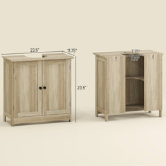 Bathroom Vanity Cabinet, Under Sink Bathroom Cabinet with 2 Doors and Adjustable Shelf, Weathered Gray Oak (Without bathroom basin)