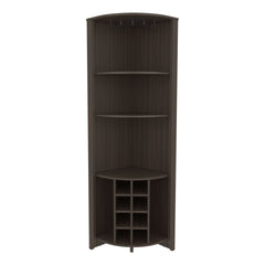 Bouvet Corner Bar Cabinet, Three Shelves, Eight Built-in Wine Rack, Two Side Shelves