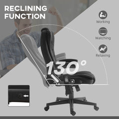 HOMCOM 6 Point Vibrating Massage Office Chair with Heat, Velvet High Back Executive Office Chair with Reclining Backrest, Padded Armrests and Remote, Black