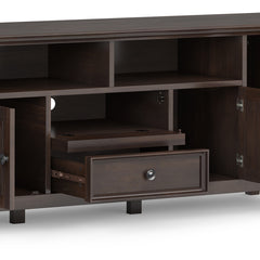 Amherst 72 inch Wide Solid Wood TV Stand in Brunette Brown For TVs up to 80 inches