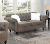 Dark Coffee Breathable Leatherette Formal Luxury Look 1pc Loveseat w Pillows Living Room Furniture 2-Seat Couch