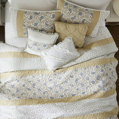 6 Piece Cotton Percale Quilt Set with Throw Pillows Yellow Full/Queen