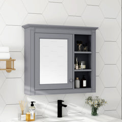 30'' x 28'' Medicine Cabinet, Wall Mounted Bathroom Storage Cabinet, Modern Bathroom Wall Cabinet with Mirror,Medicine Cabinet, Mirror Cabinet with 3 Open Shelves (Not Include Bathroom Vanity )