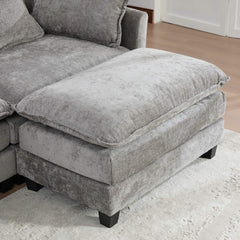 Cloud Sofa Ottoman only, Modern Sectional Couch, for Living Room Bedroom and Apartment, Comfy Double Layer Upholstered Seat Cushion, Breathable Chenille Fabric, Gray,SW501DGY