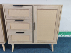 Modern Rattan Wood Dresser Wood Storage Cabinet Sideboard for Bedroom, Living Room, Entryway, Hallway