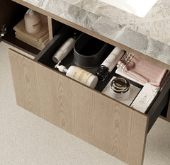 36" MURI Heidelberg Woodgrain Plywood Cabinet with Door and One Drawer, NO Basin and Top, NO Faucet and Sink Cover