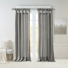 Twist Tab Lined Window Curtain Panel Charcoal 50x120"